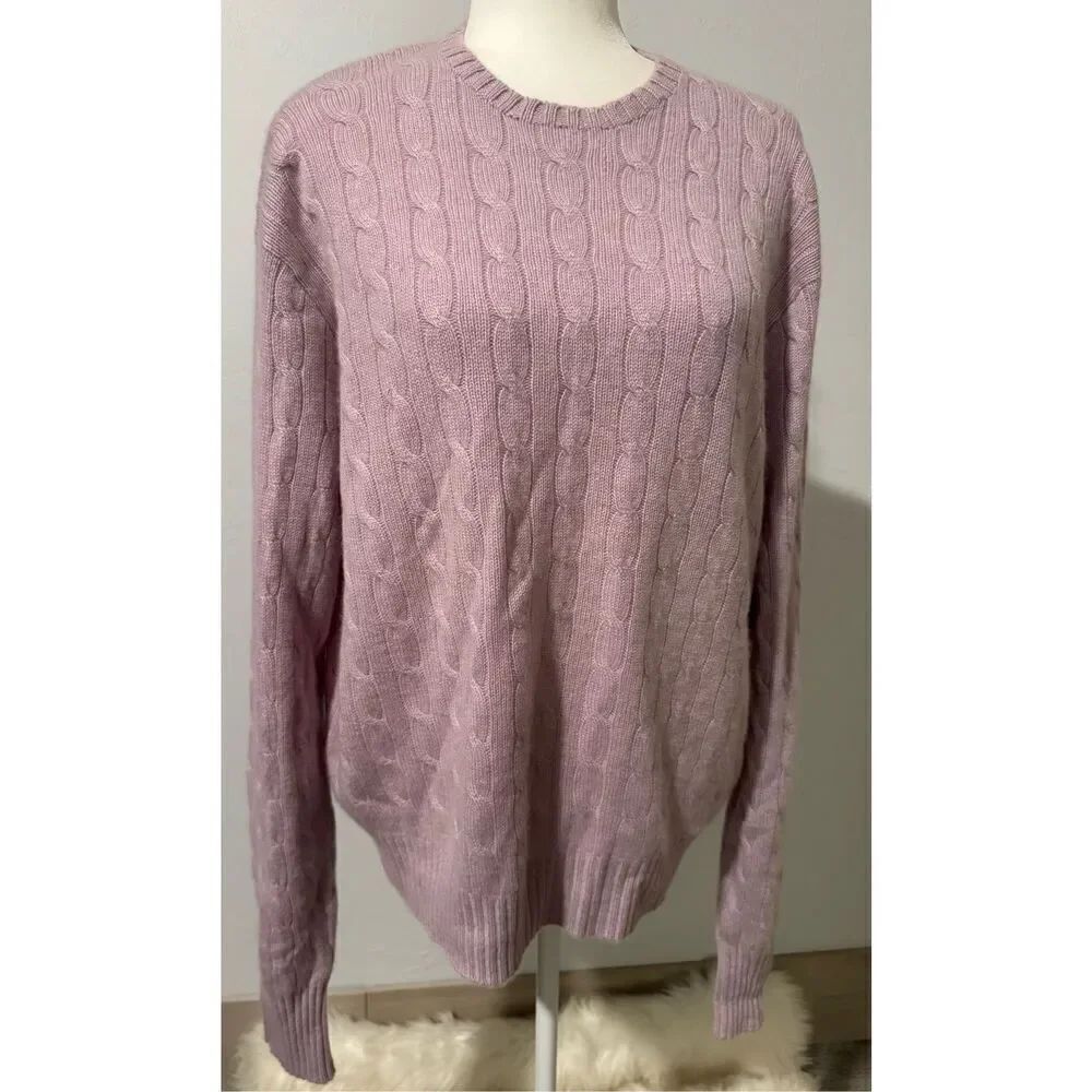 Polo By Ralph Lauren 100% Cashmere vintage lavander pullover sweater XL